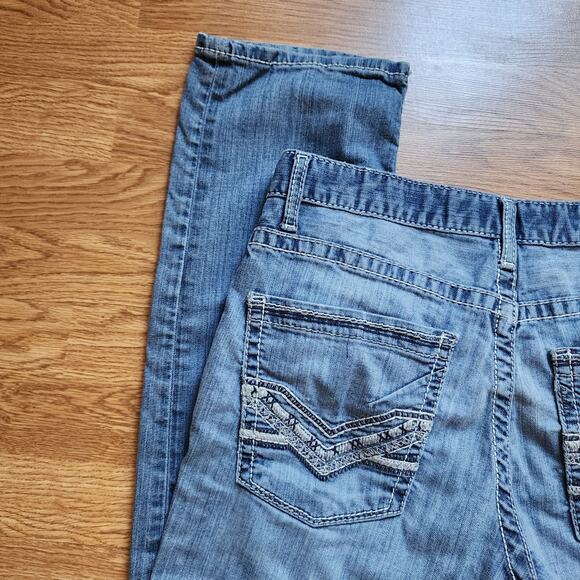 BKE Jake Straight Leg Jeans Mens Size 34R Blue Denim Stretch Contrast Stitch - Picture 6 of 11